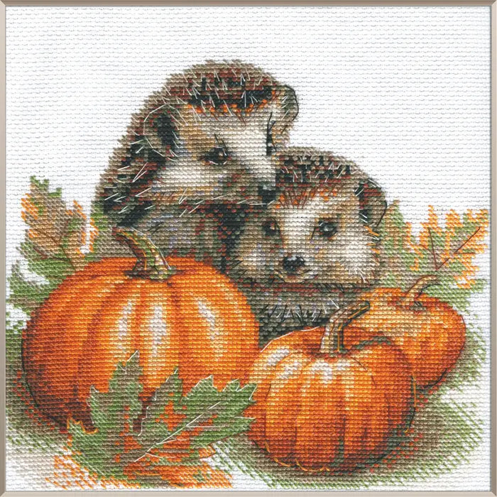 Aine Cross Stitch Kit- 'Hedgehogs in the Harvest Pumpkins' (A1021)