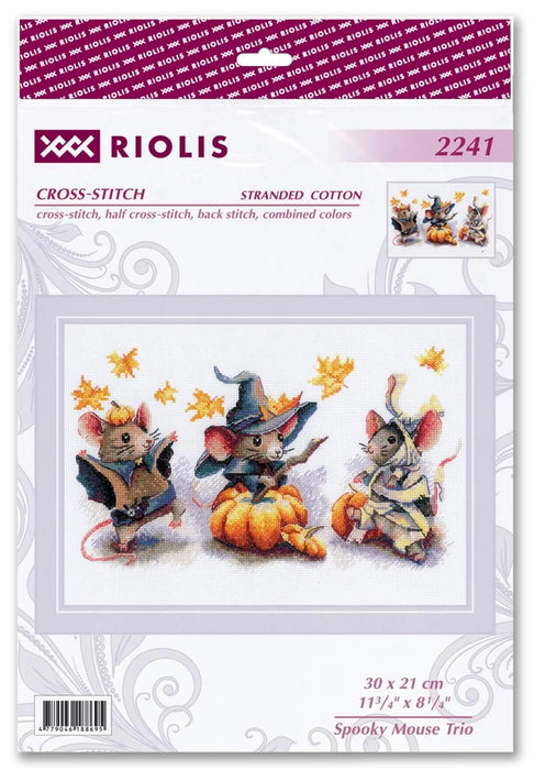 Riolis Cross Stitch Kit- 'Spooky Mouse Trio' (2241)