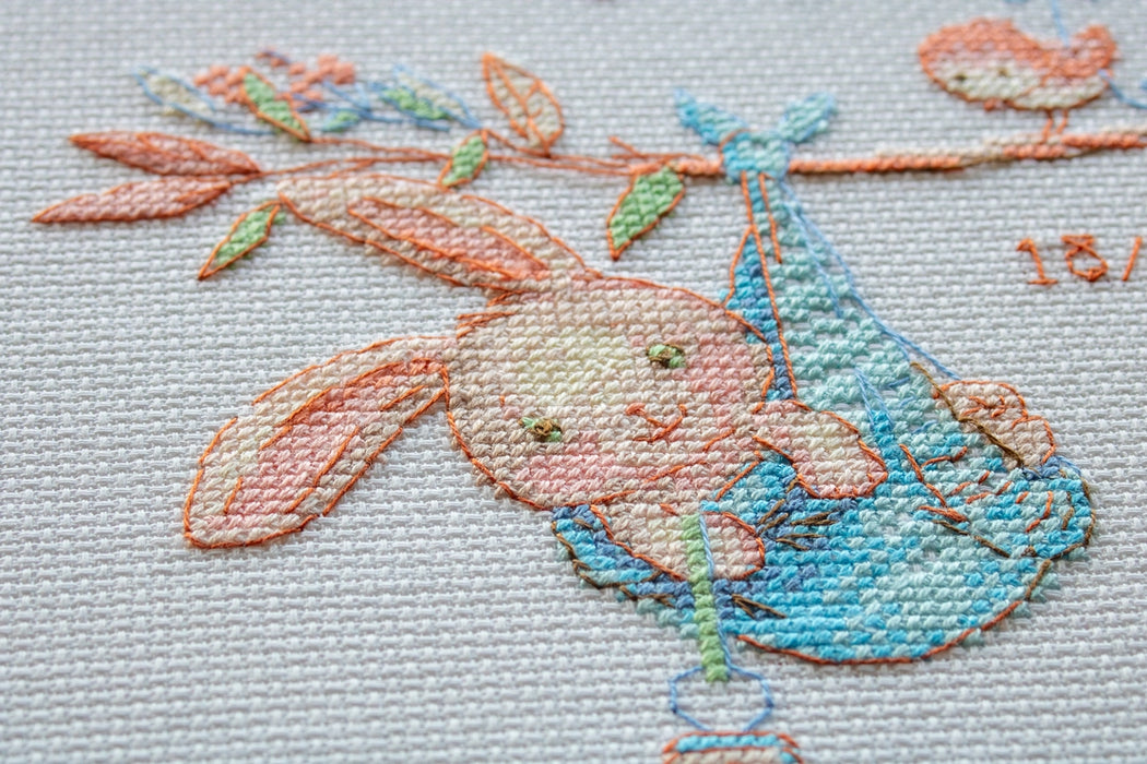 Aine Cross Stitch Kit- Newborn Sampler- Blue (A1028)
