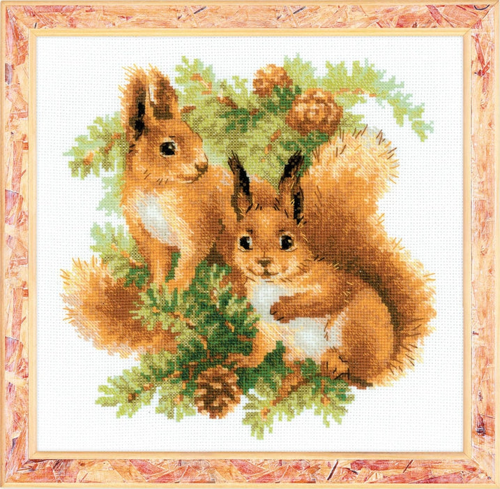 Riolis Cross Stitch Kit- 'Squirrels' (1491)