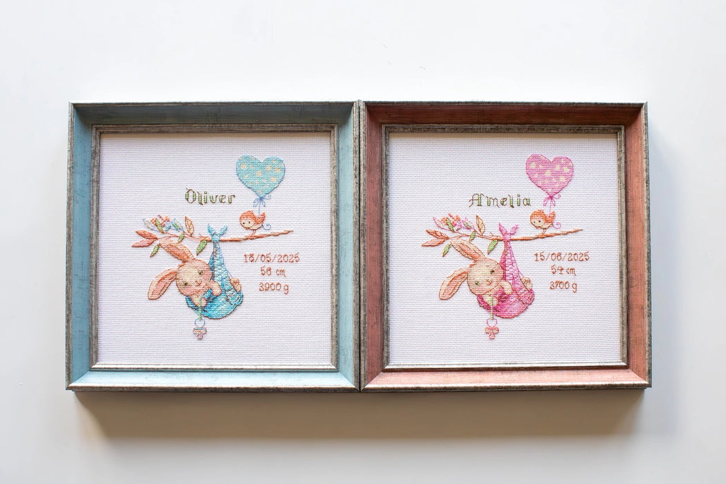 Aine Cross Stitch Kit- Newborn Sampler- Blue (A1028)