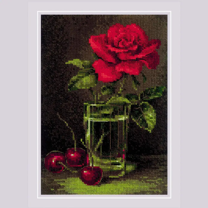 Riolis Cross Stitch Kit- 'Rose and Sweet Cherry' (2123)
