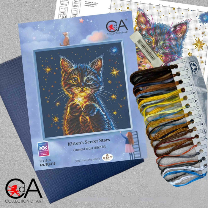 Collection D'Art Cross-Stitch Kit- 'Cat Holding Star' (BC8116)