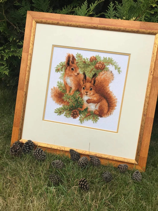 Riolis Cross Stitch Kit- 'Squirrels' (1491)