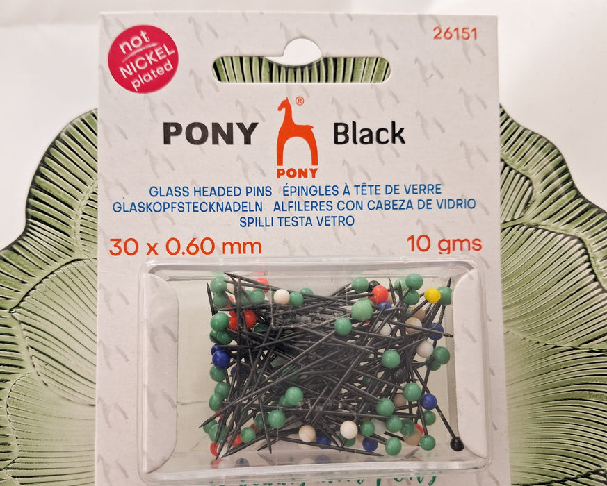 PONY Black Glass-head Pins