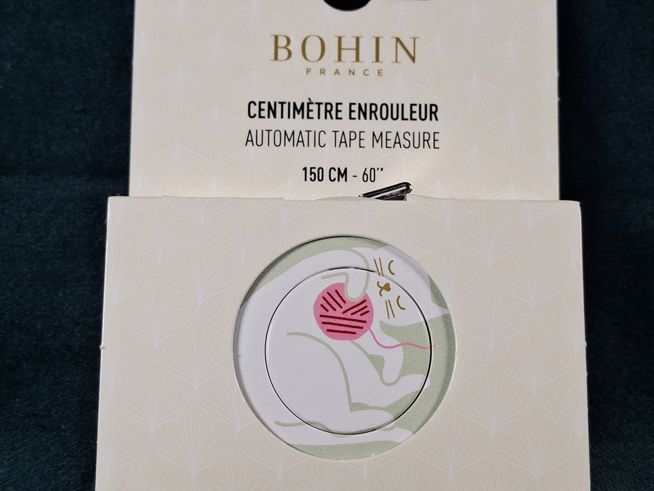 Bohin Automatic Measuring Tape- Cat (Green)