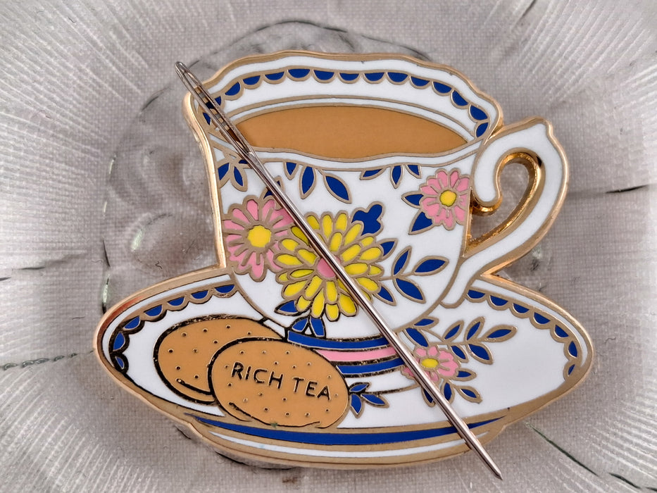 Caterpillar Cross Stitch Teacup Magnetic Needle Minder