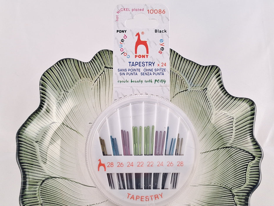 PONY Black Tapestry Needles with Coloured Eyes- Sizes: 22-24-26-28