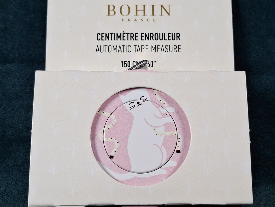 Bohin Automatic Measuring Tape- Cat (Pink)