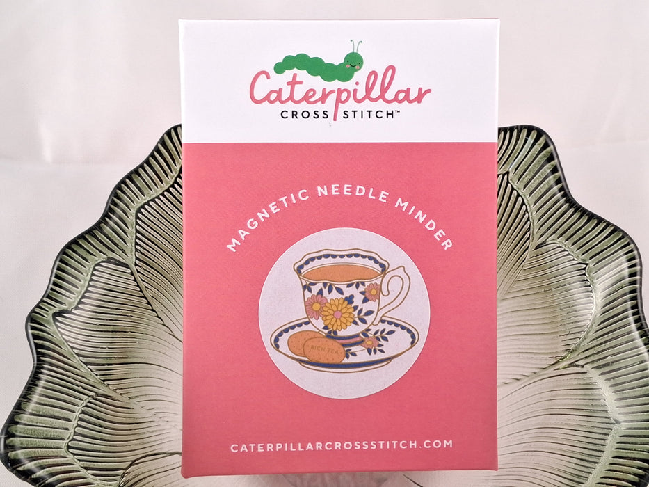 Caterpillar Cross Stitch Teacup Magnetic Needle Minder
